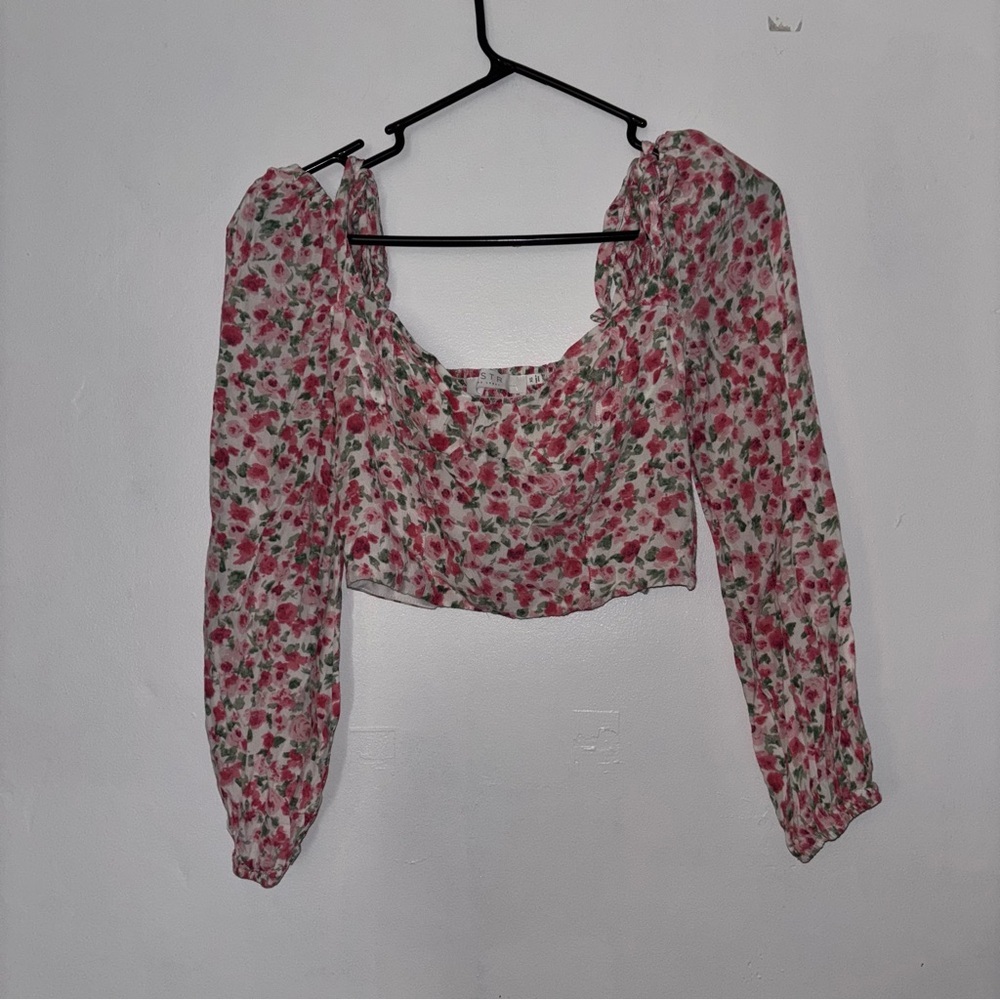 ASTR Anthropologie Women's Small Paisley Cropped Scoop Neck Top Colorful Boho